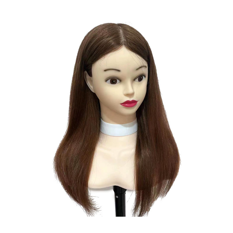 Maniquí de peluquería para práctica de corte de pelo para aprendices, modelo de cabello corto con cabello real, se puede peinar y teñir.