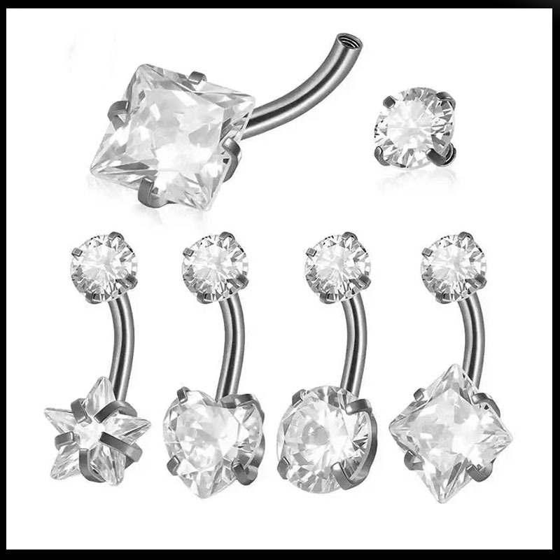 Fashionable trend belly button piercing with zircon