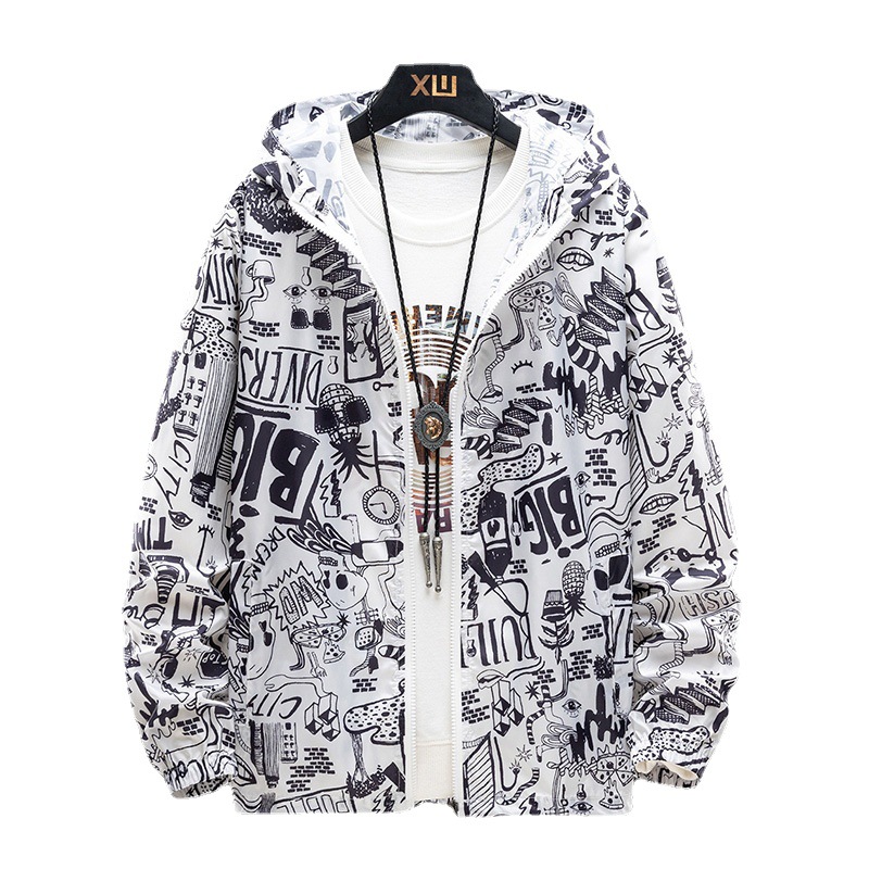 Summer Alphabet for Men and Women Couple Wear Thin Long Sleeve Coat Korean Fashion Cardigan Sunscreen Shirt_voghion.com