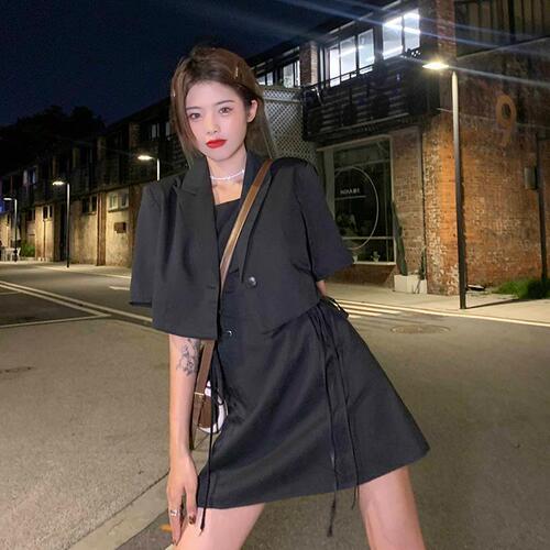 Summer Two-Piece Korean-Style Design Sweet and Cool Blazer Short Sleeve Loose Women's Suit Set