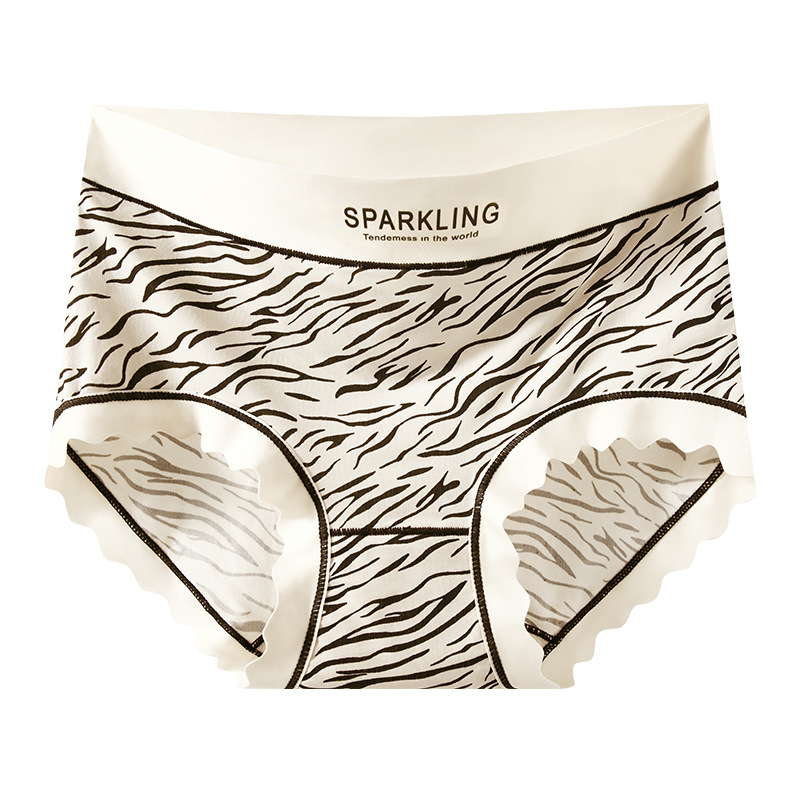 Cebra con estampado de leopardo bragas suaves y sexys mujeres 9A antibacteriano transpirable entrepierna de algodón puro cintura media anti-pellizco cadera calzoncillos para niñas