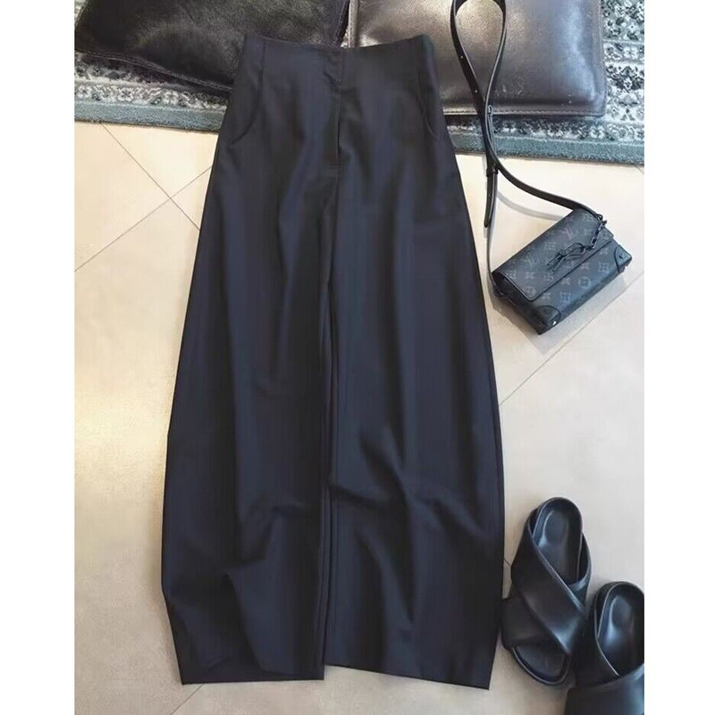 Original quality closed eyes! Black High Waist Cocoon-shaped Stand-up Banana Chic Wide-leg Pants Women's Spring and Summer