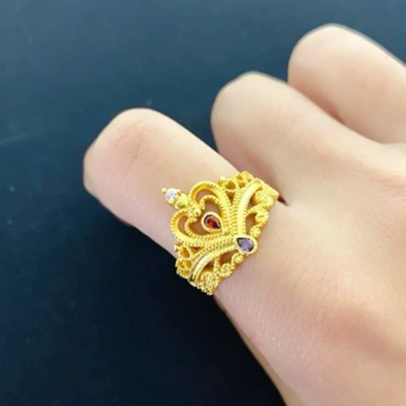 Модное бронзовое кольцо с камнем для невесты, с драгоценностью, подарок на день рождения
