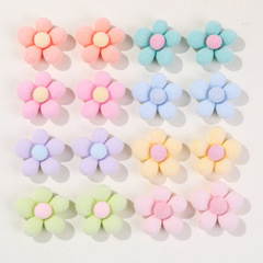 小香風奶油卡通植絨太陽花小花樹脂貼片DIY女孩頭飾髮飾材料批發