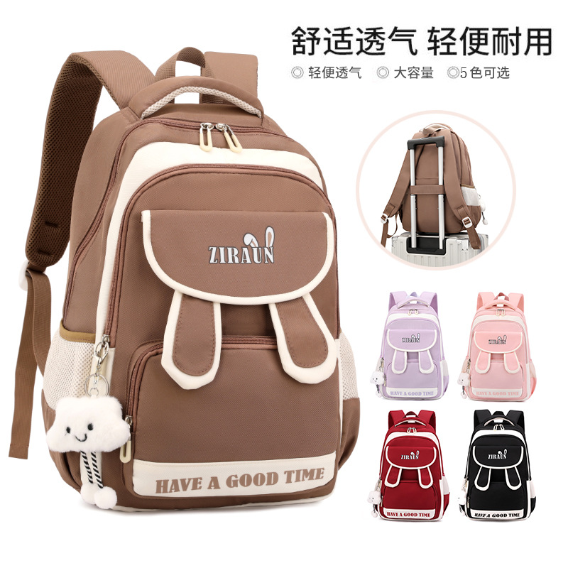 Peces naturales lindos orejas de conejo bolsas escolares de niñas niños de escuela primaria mochila de gran capacidad a prueba de robo