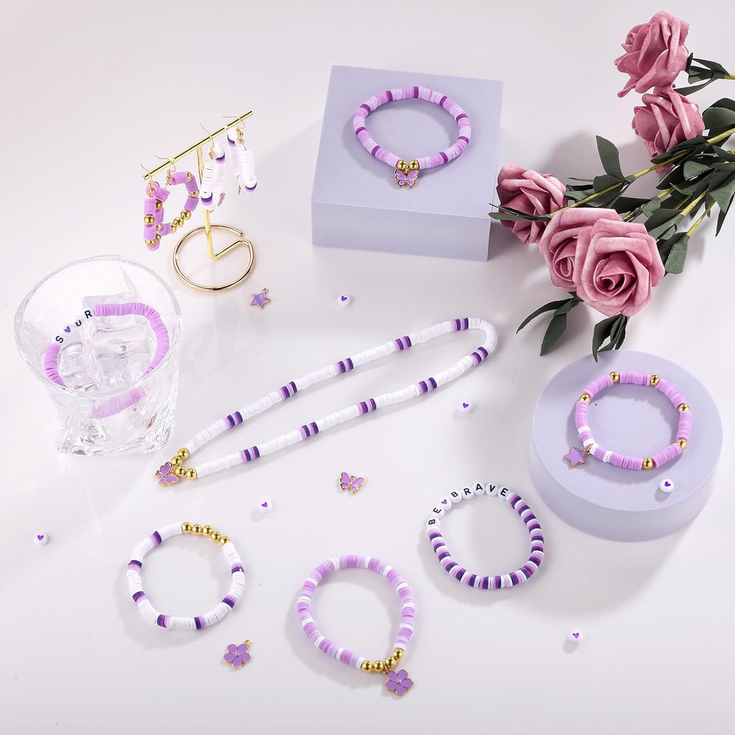 270g Weight Beads, Rope Jewelry Making Type DIY Jewelry Accessories Classification 1 Set Quantity Glass, soft clay Material Letter, Solid Color Pattern Spray Paint Design Casual, Simple Style Style 1 Set Glass Soft Clay Letter Solid Color DIY Jewelry Accessories Beads Rope 21