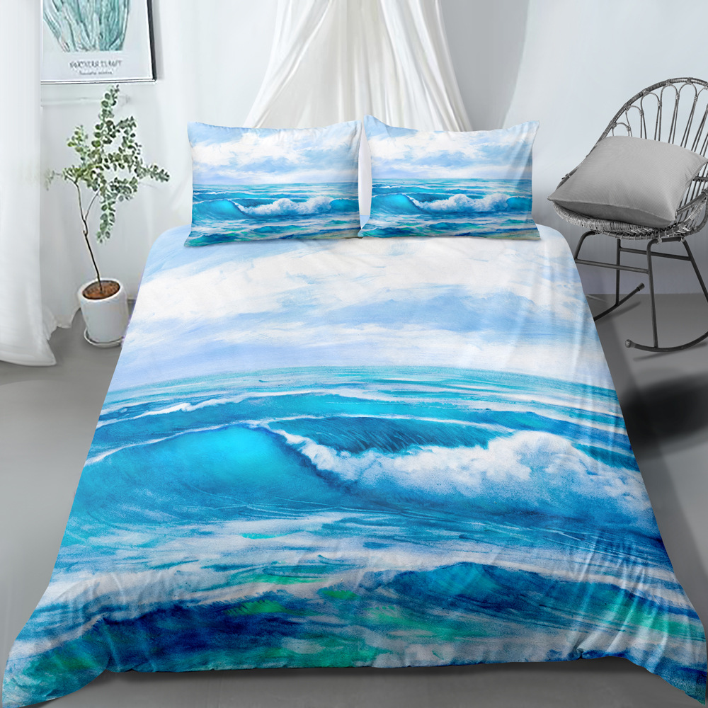 New Wave Three Piece Set with No Bed Sheet, Quilt Pillow Cover, Bedding Products Can be Ordered in Batch_voghion.com