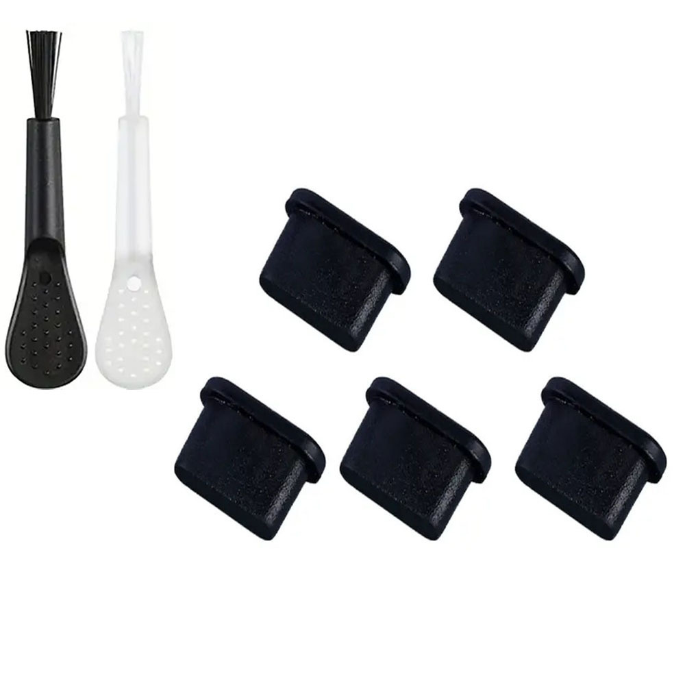 7'si 1 arada toz geçirmez set Tip-C veri portu USB toz geçirmez fiş cep telefonu şarj portu silikon toz geçirmez fiş fırça ile