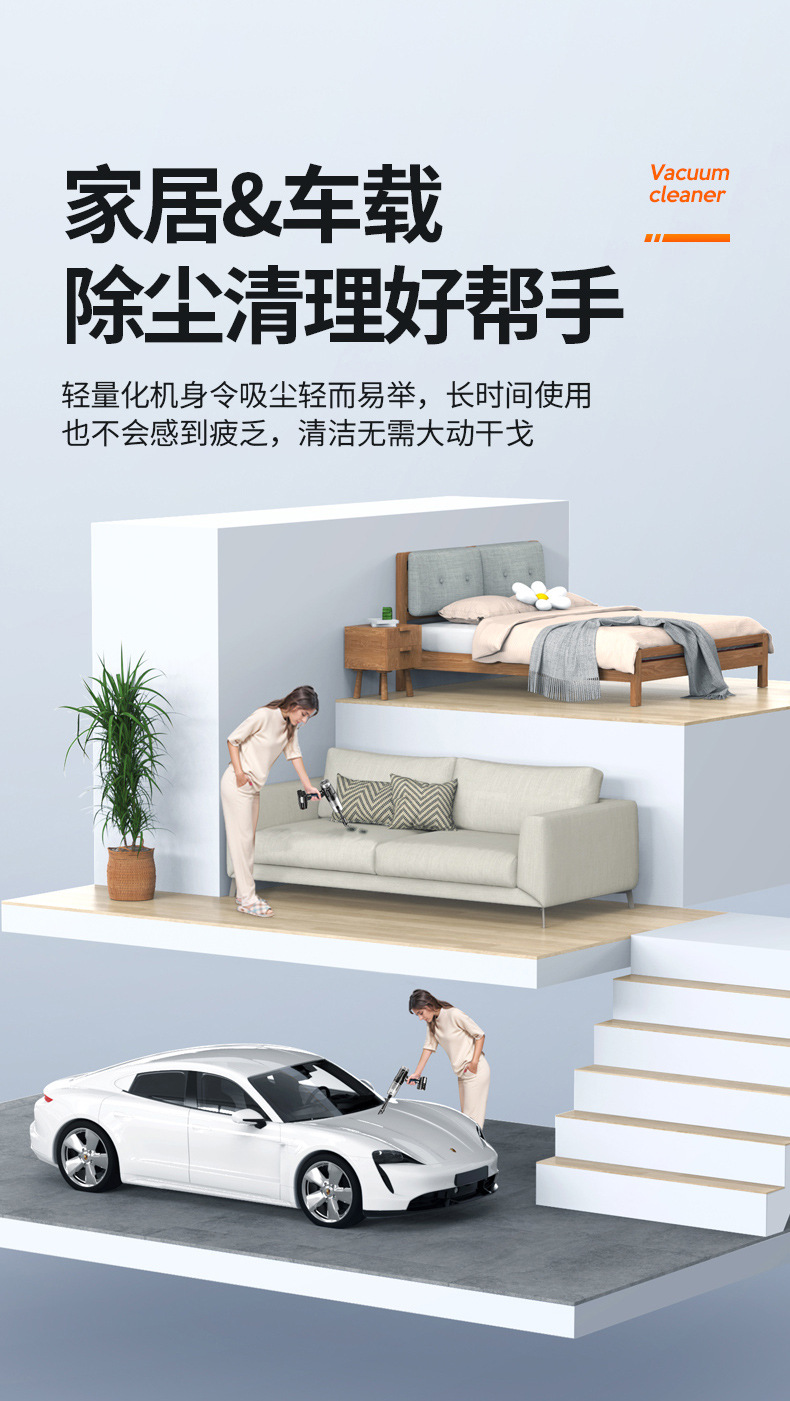 Car Vacuum Cleaner, Car Wireless Charging, Car Home High-Power Vacuum Cleaner, Portable Handheld Vacuum Cleaner
