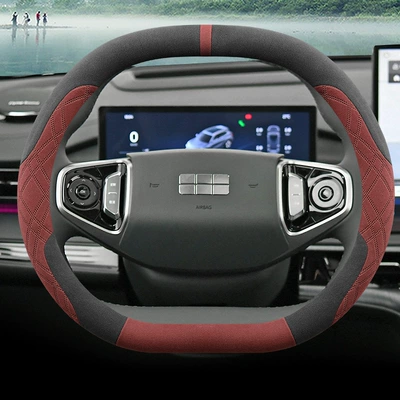 Steering wheel cover Steering Wheel Cover Winter - galaxy-starship-7-double-d-type-black-and-red-ultra-thin-suede-style-default