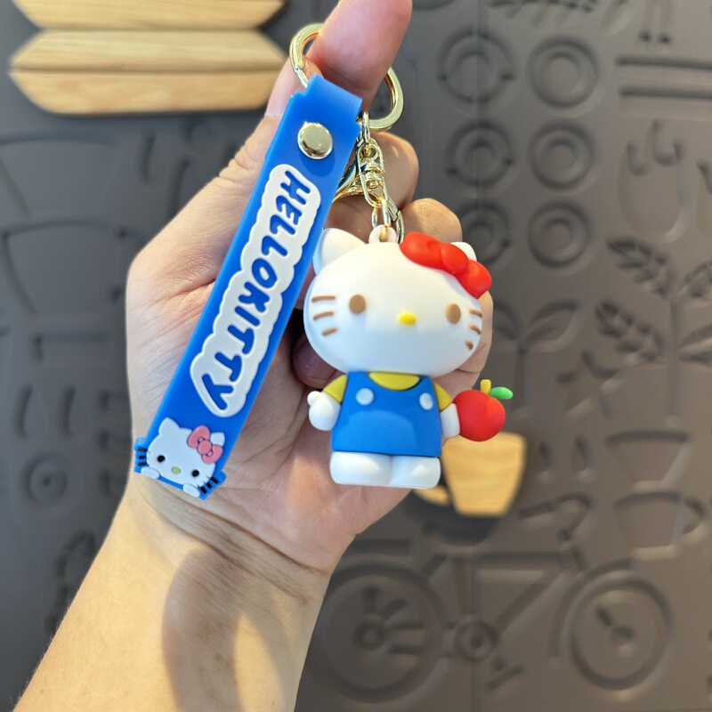 かわいい漫画赤と青 kt 猫キーホルダーサンリオ人形バッグキーホルダーペンダントイベント人形マシンギフト|undefined
