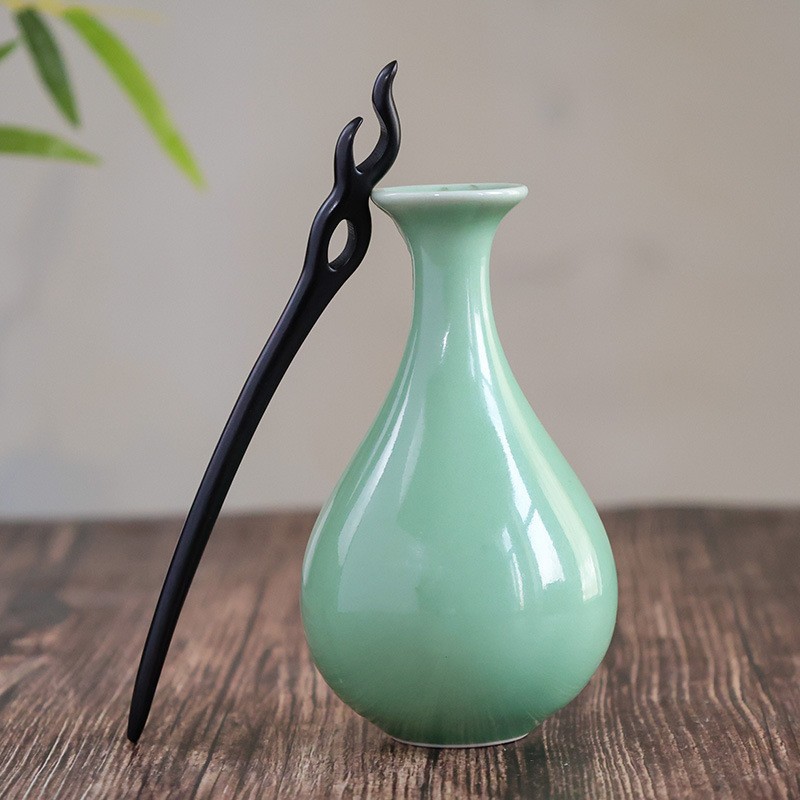 15 cm cortos broches de madera de sándalo negro estilo antiguo nuevo broches de estilo chino simple broches de cabello estilo nacional cheongsam joyas para la cabeza