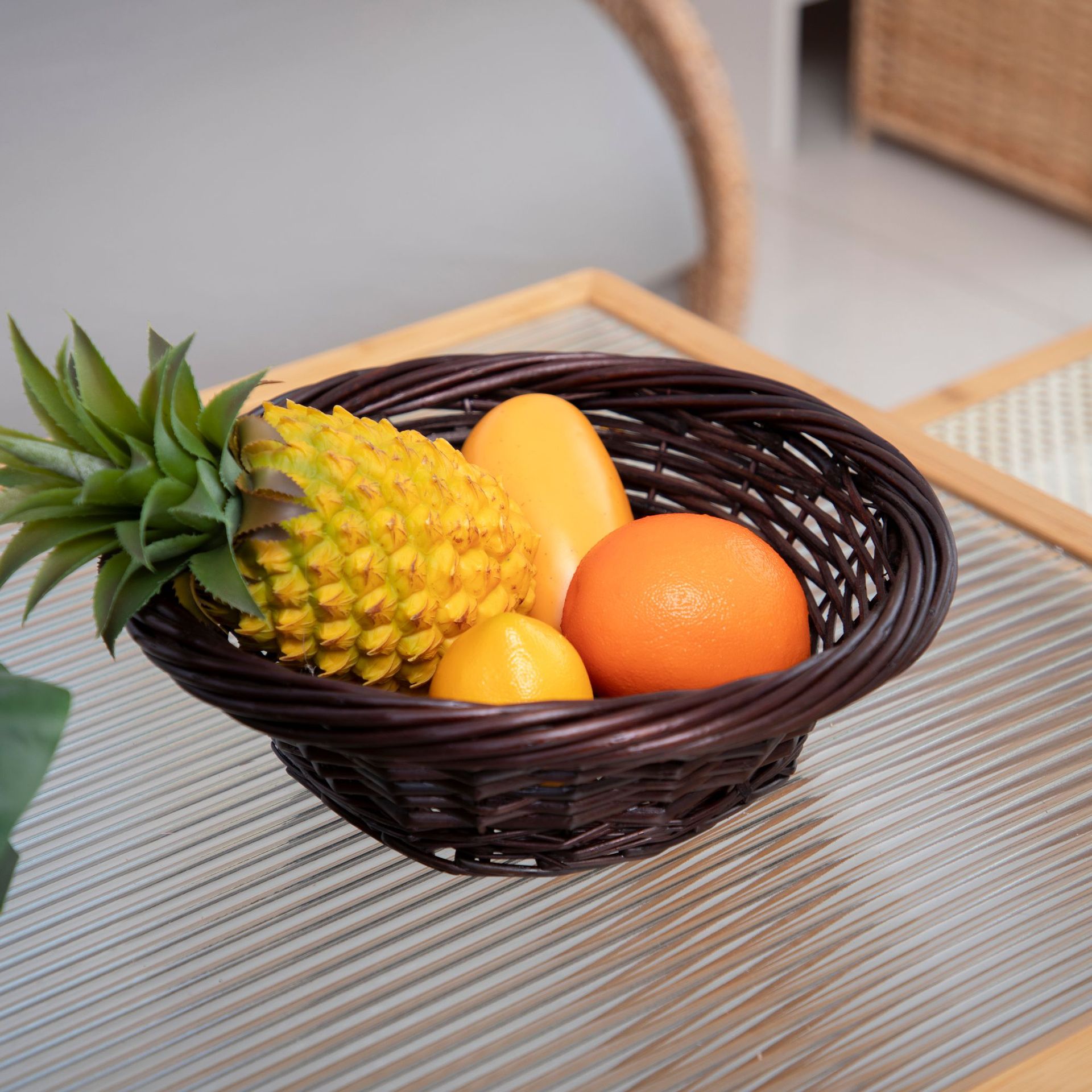 Amazon Hot Sale Dark Brown Plate Snack Plate Plate Plate de mesa trenzado de sauce Plate de mesa