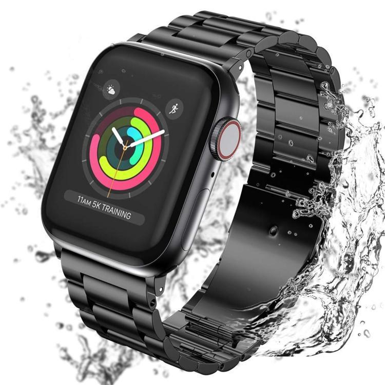 Para Apple Watch38 - 49mm tres cuentas correa de acero inoxidable diseño de hebilla plegable correa de metal de negocios