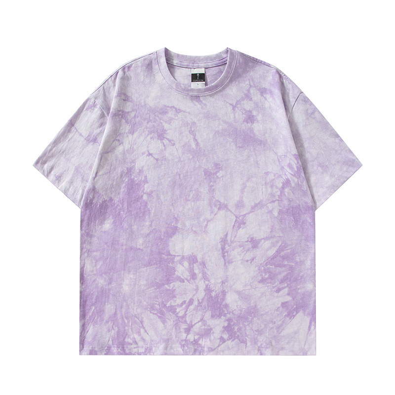 Camiseta de algodón tie-dye para hombre 2025 pareja de verano de manga corta ins suelta de gran tamaño cuello redondo tendencia camiseta superior para hombre