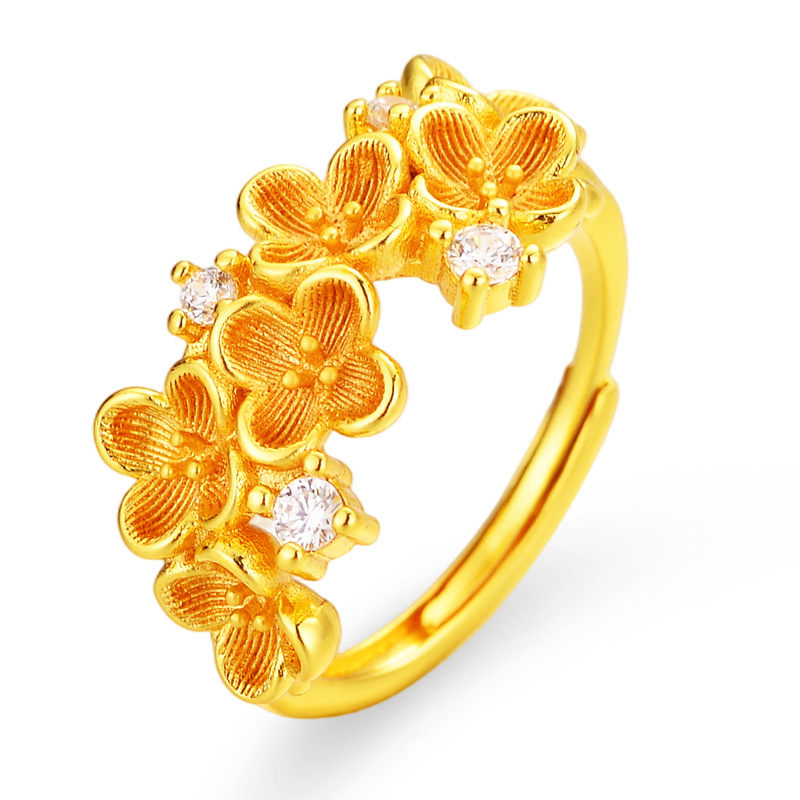 Plum Blossom Diamond-Studded Ring, Fashionable New Chinese Style, Versatile Niche Design, Simple and Light Luxury, Same Style as on Xiaohongshu