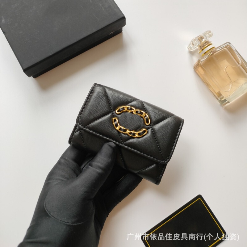 Xiaxiangjia 19 Series Daling Original Goat Leather Retro Double C Buckle Flip Women's Genuine Leather Card Bag Coin Purse