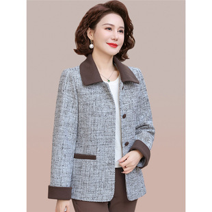 Mom lapel fashion new short coat spring clothes middle-aged women's age-reducing jacket spring and autumn western cardigan small suit