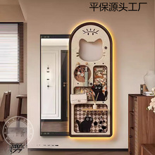 中古风洞洞板家用穿衣镜法式猫咪镜子画家纺装饰画挂画现代简约