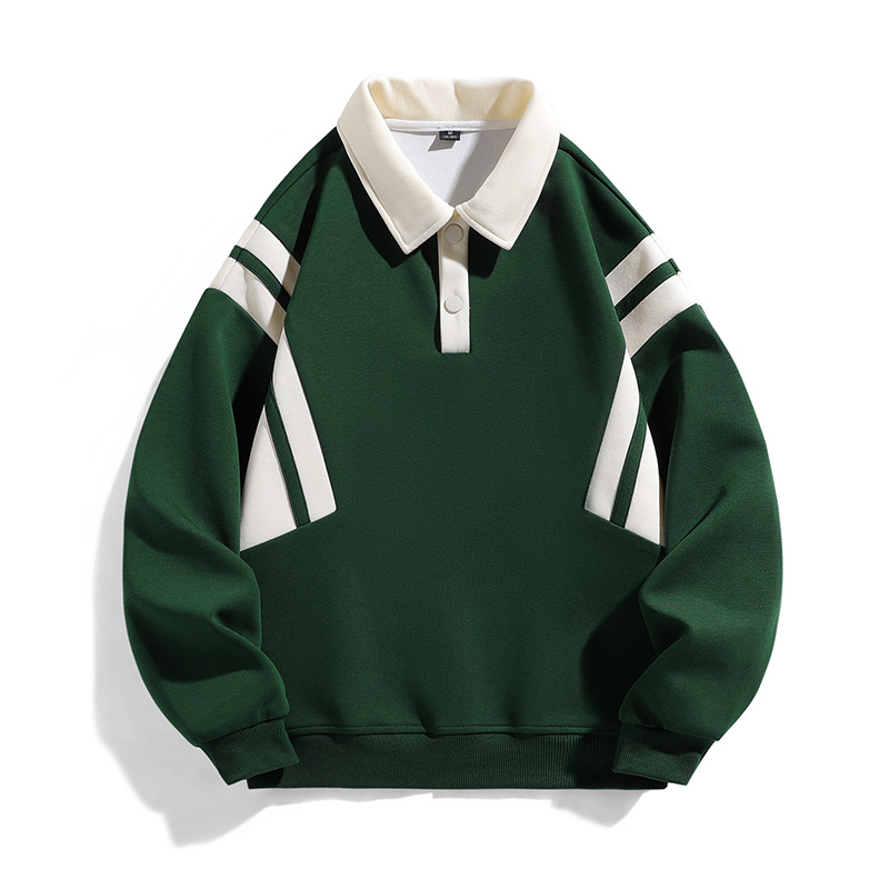 Sweat à capuche à revers ample et patchwork de couleurs pour hommes, nouvelle tendance de la marque tendance ins pour l'automne_voghion.com