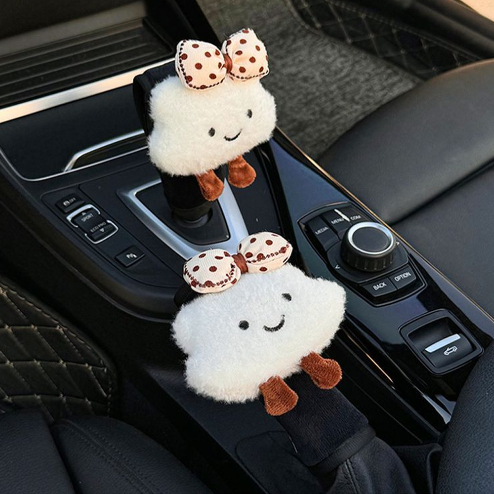 Car gear shift cover and handbrake cover, cute cloud design, high-end feel, universal gear shift cover, car interior decoration