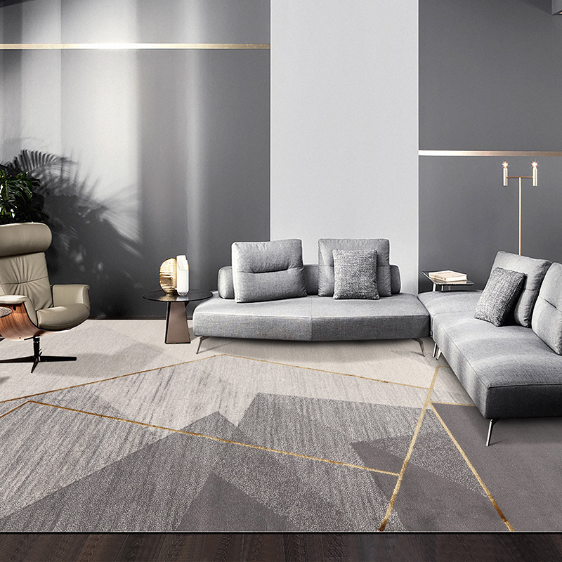 Foshan ligera alfombra de viento de lujo sala de estar dormitorio alfombra de seda gruesa Geométrica Wilton fábrica de alfombras tejidas
