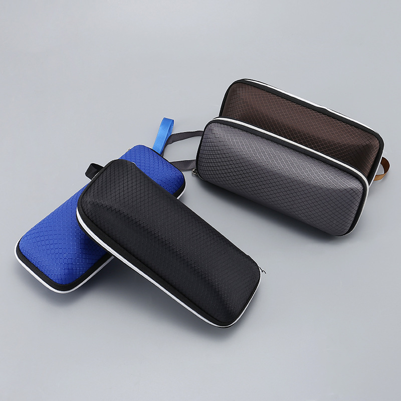 121小網格黑色太陽鏡全框架墨鏡抗壓EVA新款便攜眼鏡盒拉鏈盒