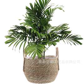 新品北欧风草编手提花篮手工编织收纳筐田园风装饰花盆家用置物筐