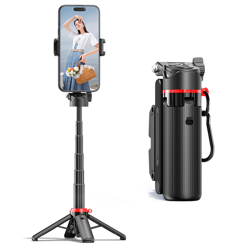 F07 [black-mini] aluminum alloy pole + zoom remote control + button pop-up tripod