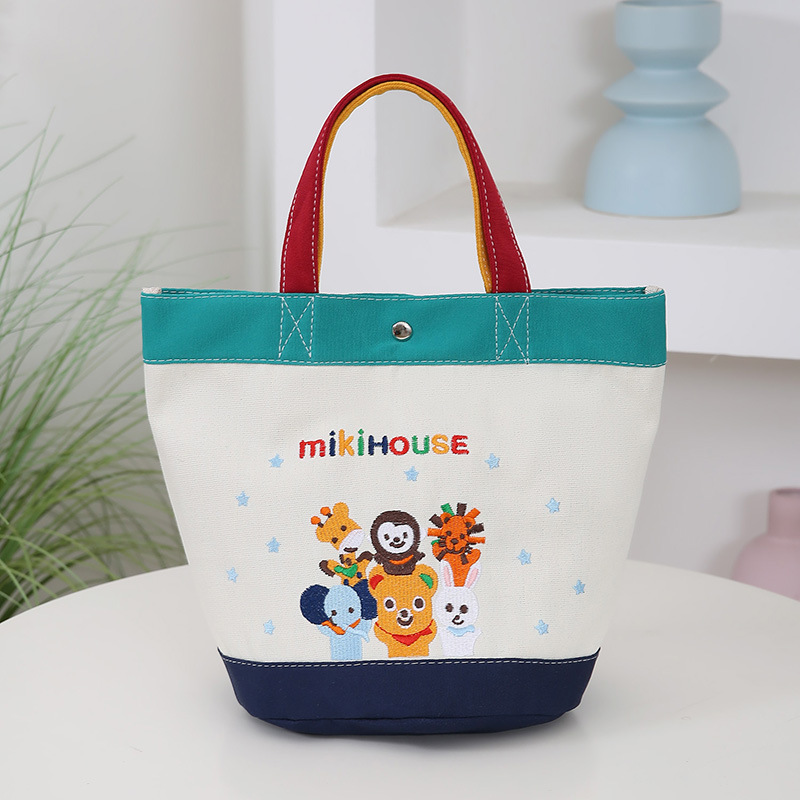 Bolso de mamá Bolso de dibujos animados zoológico para mujer Bolso de almacenamiento de gran capacidad Bolso de cubo portátil con estampado bordado simple