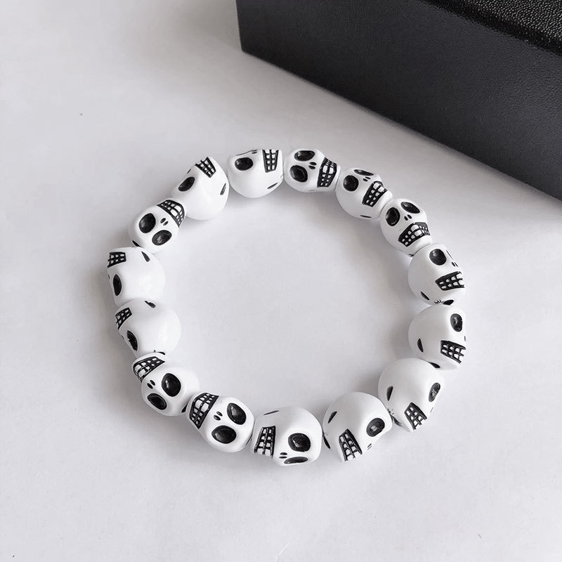 Bracciale con perline e teschio per uomo e donna stile retro_voghion.com