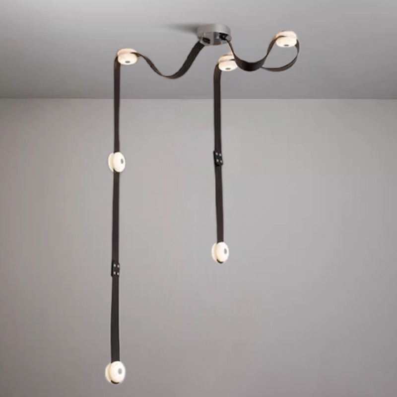 Sensación de alto nivel de cinturón minimalista sala de modelo elegir lámpara candelabro hueco diseñador italiano loft edificio dúplex sala de estar comedor luz
