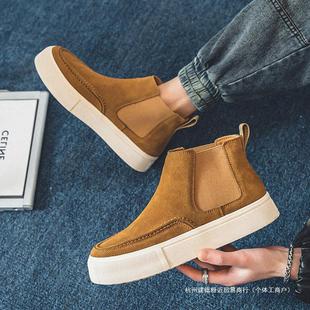 Martin Boots Men's Winter Men's Boots 2024 New Style Slip-on Boots Flip-on Leather Boots British Chelsea Boots