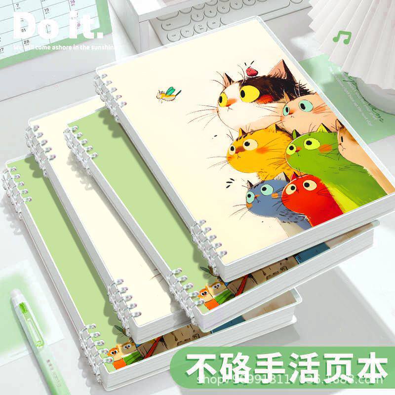 Loose-Leaf Notebook A5 Cartoon Cat Thickened Notebook High-Quality Notepad That Doesn'T Hurt Your Hand and Is Detachable for Study Use Loose-Leaf Notebook A5 Cartoon Cat Thickened Notebook High-Quality Notepad That Doesn'T Hurt Your Hand and Is Detachable for Study Use
