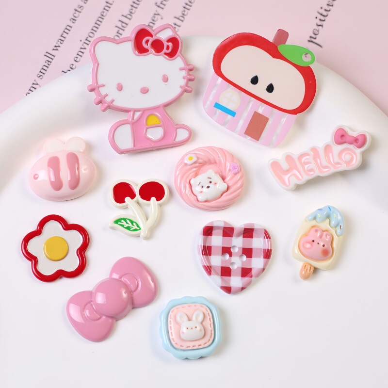 Cartoon Pink Cat DIY Mobile Phone Case Hairpin Hair Accessories Storage Box Refrigerator Sticker Patch Material Accessories Wholesale