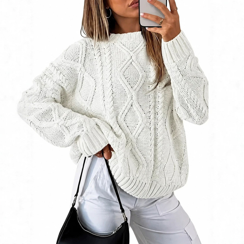 Cross-border foreign trade, thick cable-knit sweater for women, European and American style women's sweater, chubby girl sweater