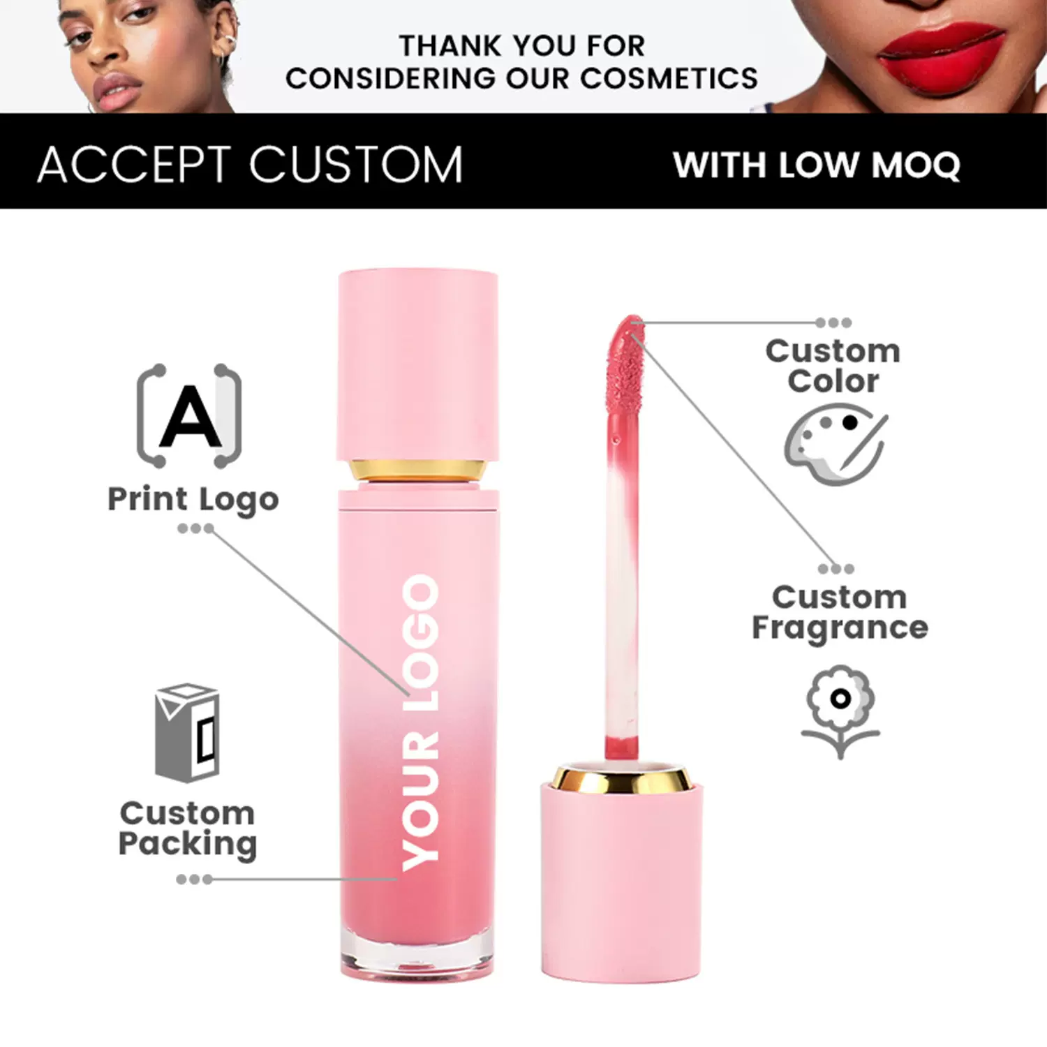 跨境diy代加工 镜面水光唇釉丝绒哑光外贸彩妆唇彩彩妆无logo现货