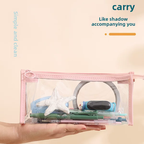 Pvc Student Stationery Storage Transparent Pencil Bag Ins Style Cosmetic Bag Exam Transparent Zipper Pencil Bag Wholesale