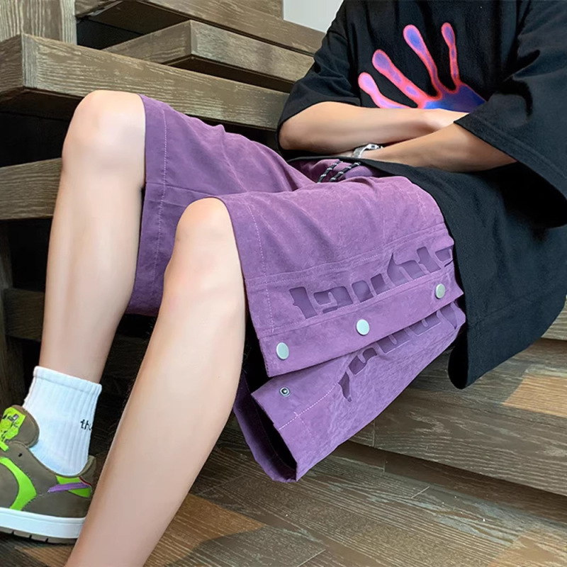Summer High Street Buttoned Shorts for Men, Trendy American Style Loose Casual Versatile Fashion Basketball Sports Shorts Summer High Street Buttoned Shorts for Men, Trendy American Style Loose Casual Versatile Fashion Basketball Sports Shorts