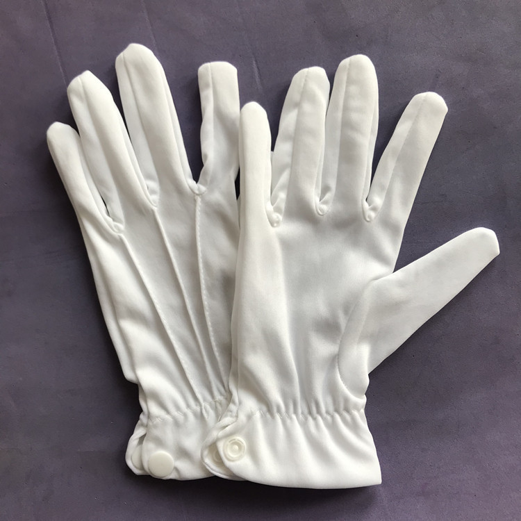 Men's and women's parade etiquette gloves, polyester three-ribbed white nylon gloves, jewelry reception performance work gloves 