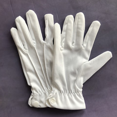 Men's and women's parade etiquette gloves, polyester three-ribbed white nylon gloves, jewelry reception performance work gloves 