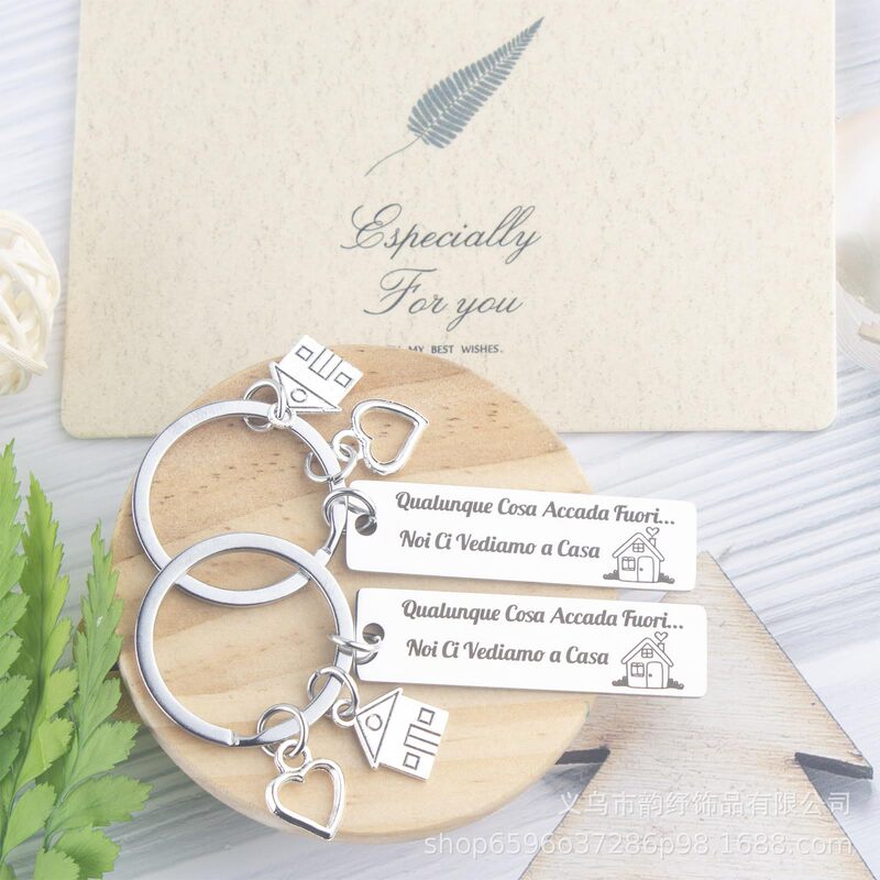 Amazon Bestseller Italian Family Stainless Steel Keychain Bag Pendant Housewarming Gift