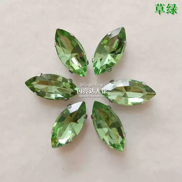 ⇠⇠⇠7*15mm glass claw drill, grass green 10 pieces↦↦↦