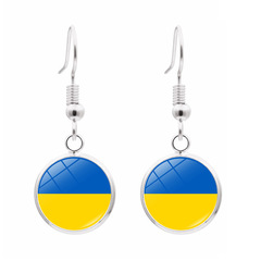 烏克蘭國旗耳墜女跨境新品配飾耳環簡約氣質百搭銀耳勾飾品批發