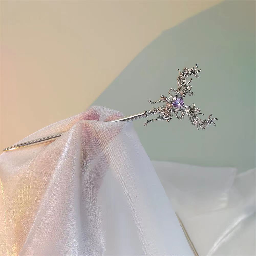 Nuevo estilo chino metal líquido mariposa horquilla estilo Nacional tocado de alto grado diseño nicho estilo antiguo accesorios para el cabello para las mujeres verano