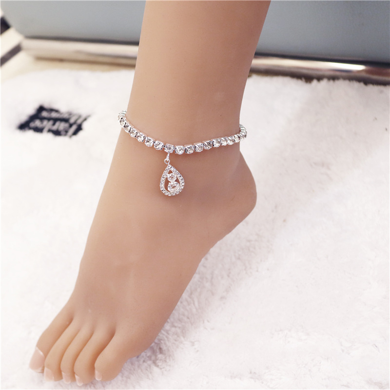 New Crystal Rhinestones Water Droplets Bear Women's Beach Anklet display picture 1