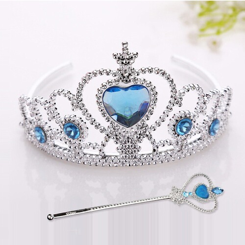 Frozen Crown Magic Wand Children's Elsa Princess Accessory Girl Child Performance Wig Necklace Bracelet Set