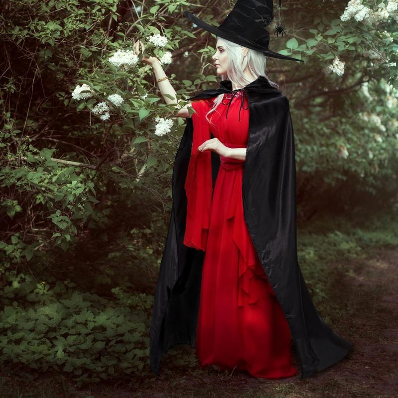 新しいハロウィーンのしわの魔女の帽子のパーティーの魔女の帽子のマントの黒いオックスフォードの布の魔女の帽子の化粧道具|undefined