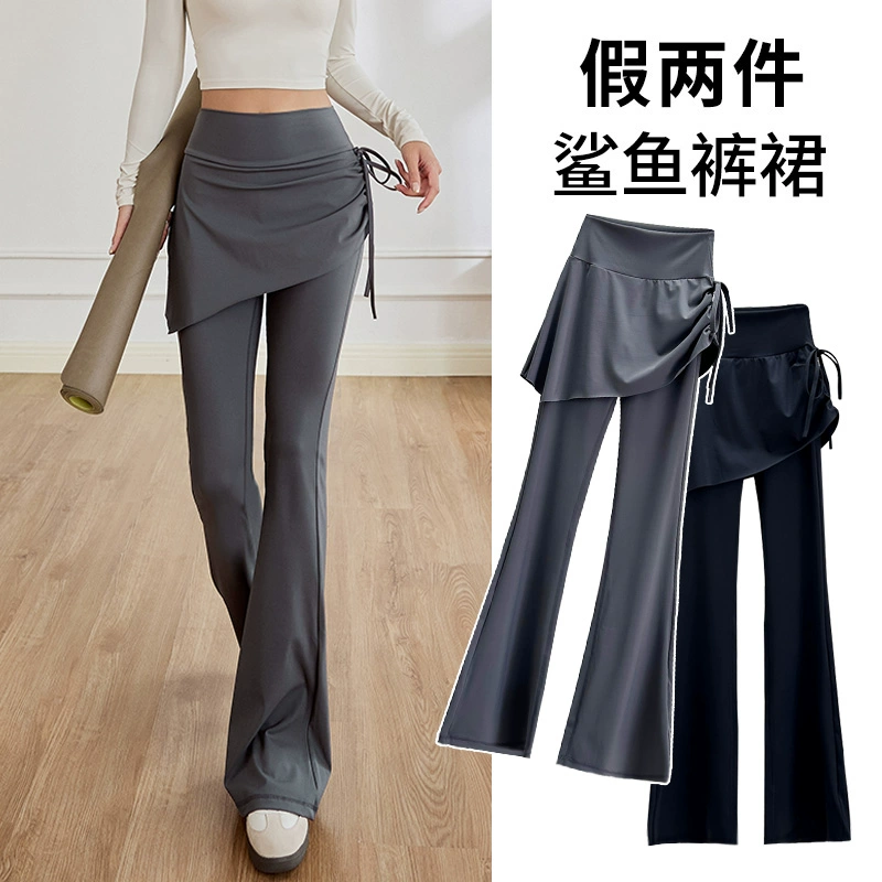 Микро трусы для йоги женские поддельные две штуки юбка пукает занавес с высокой талией и ягодицами спортивные штаны для фитнеса пилатес тренировочный костюм