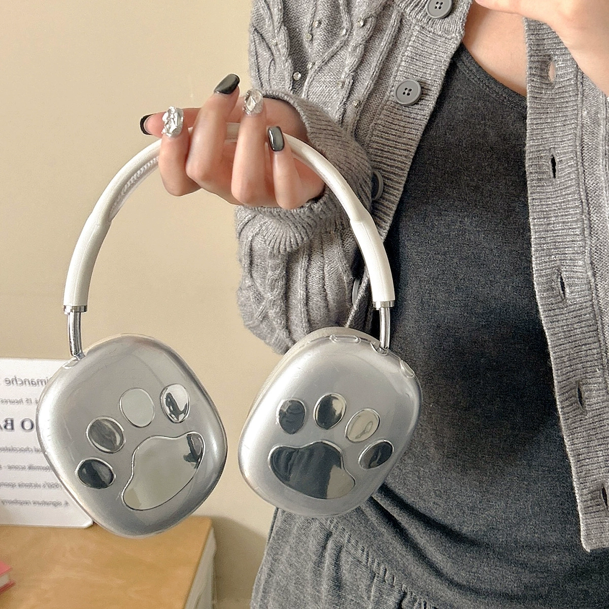 Apple AirPods Max Protective Cover-Electroplated Cat Claw Protective Cover Apple Head-Mounted Ear Caps Earmuffs Earphone Shell